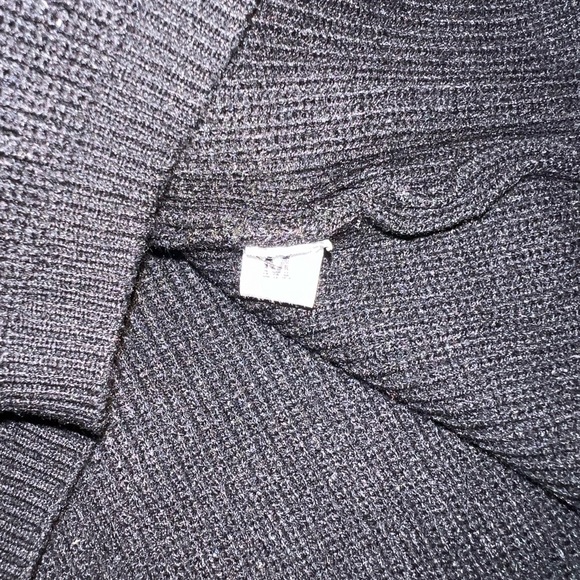 Small Medium Womens Sweater Dress Black Ribbed Long Sleeve Fall Winter Surplice - Picture 9 of 16